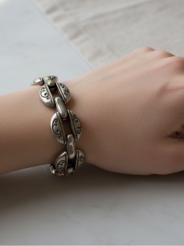 Brighton Vintage Silver-Tone Decorative Link Bracelet
